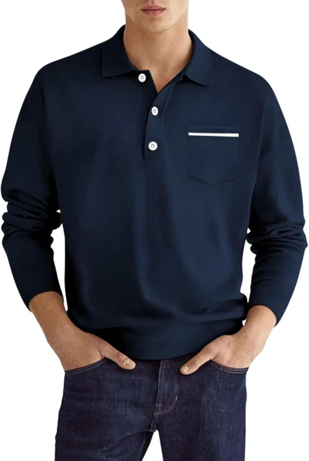 Футболка с длинным рукавом, Henley, Navy