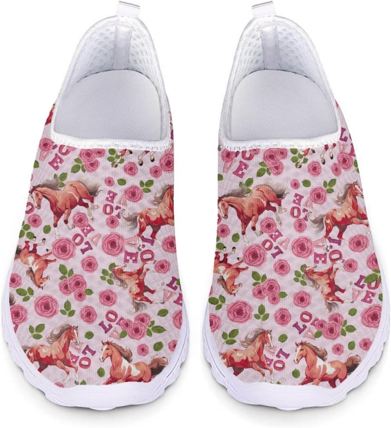 

Кроссовки Belidome с животным принтом на шнуровке для взрослых женщин и мужчин, легкие, дышащие и удобные, Horse Rose Love