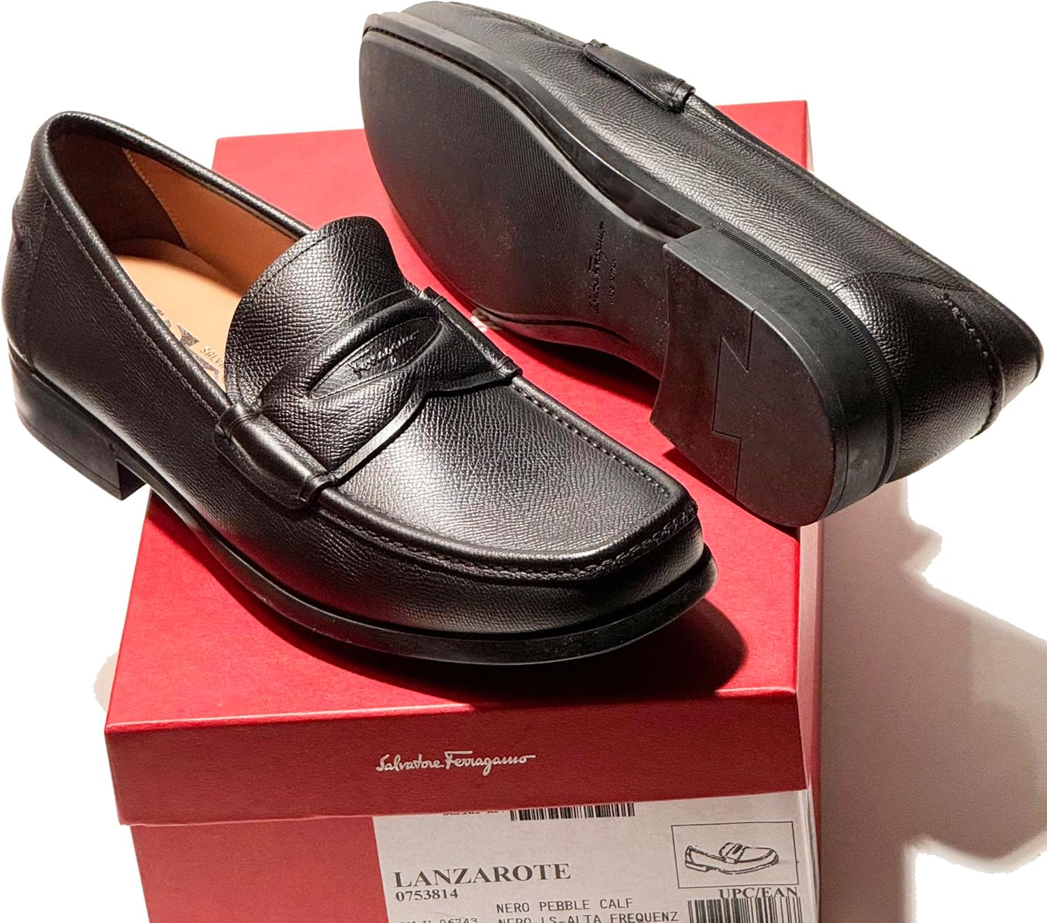 Мужские лоферы Ferragamo Penny из черной зернистой кожи, повседневные (Salvatore) — фото 4