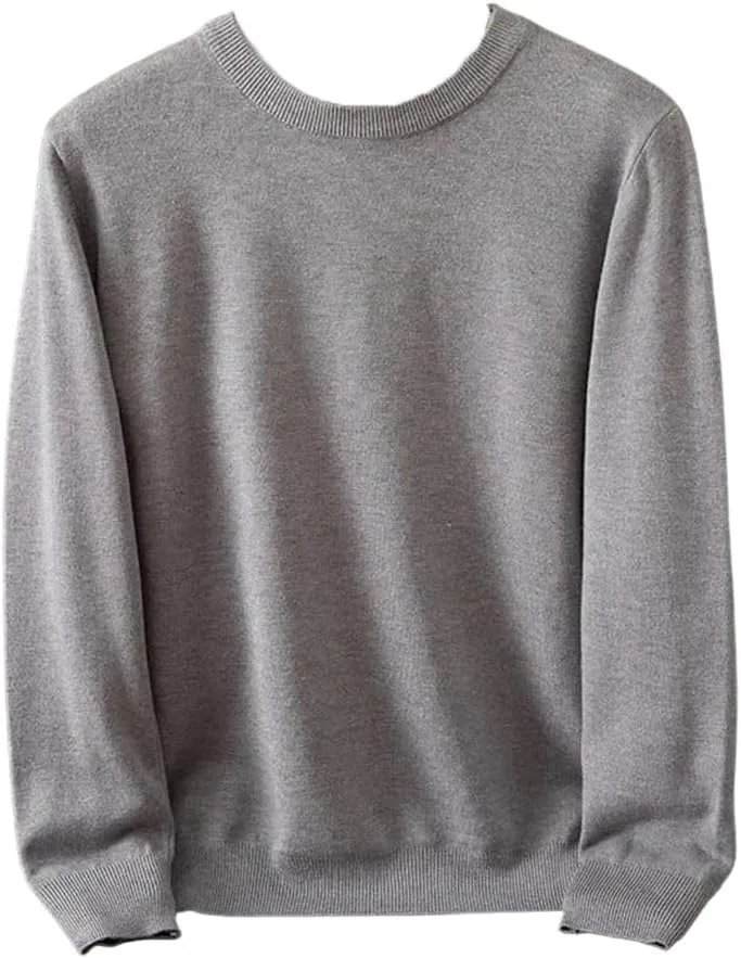 

Мужской свитер из мериносовой шерсти с длинным рукавом и круглым вырезом HEYDHSDC