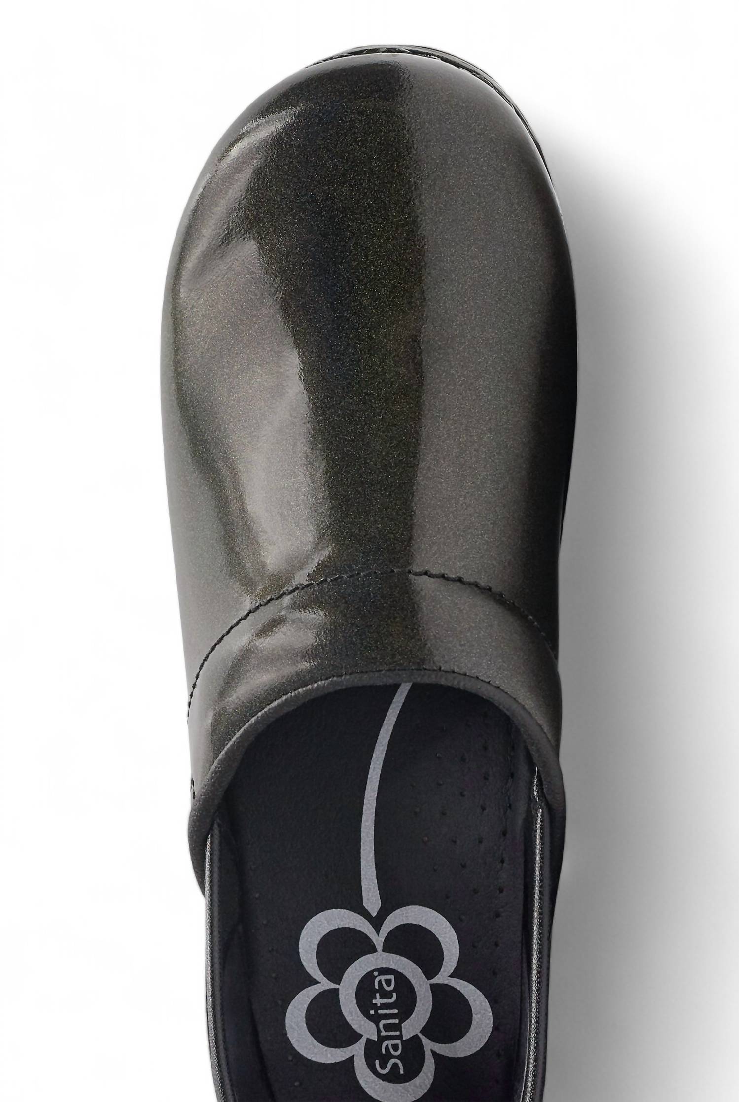 Женские профессиональные клоги Sabel Smart Step в глянцевом антраците Sanita, Patent Charcoal — фото 3