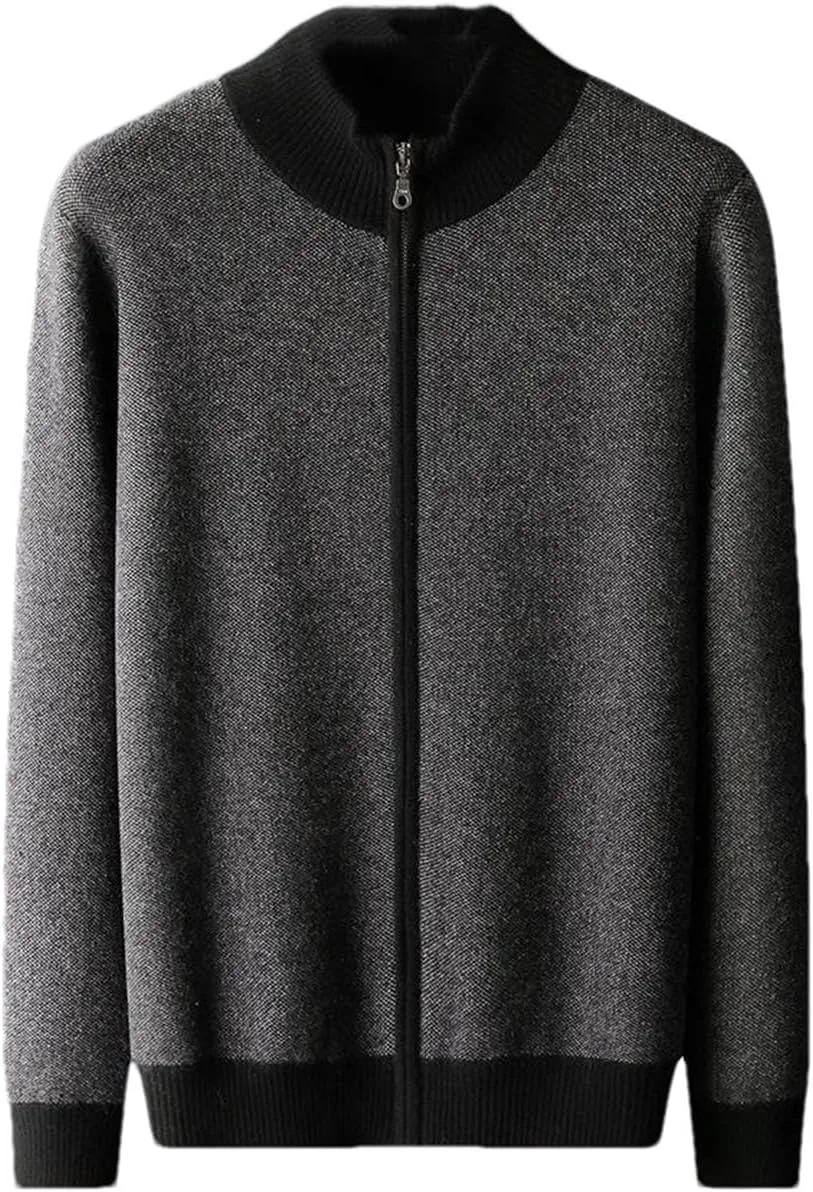 

Толстый кашемировый кардиган с воротником-стойкой и длинными рукавами