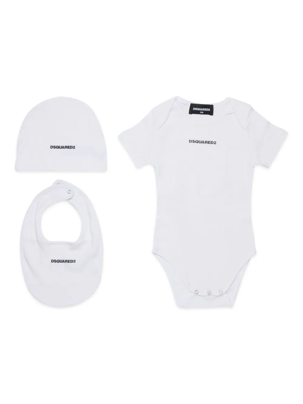 

Комплект из комбинезона, шапки и нагрудника DSQUARED2 KIDS, белый