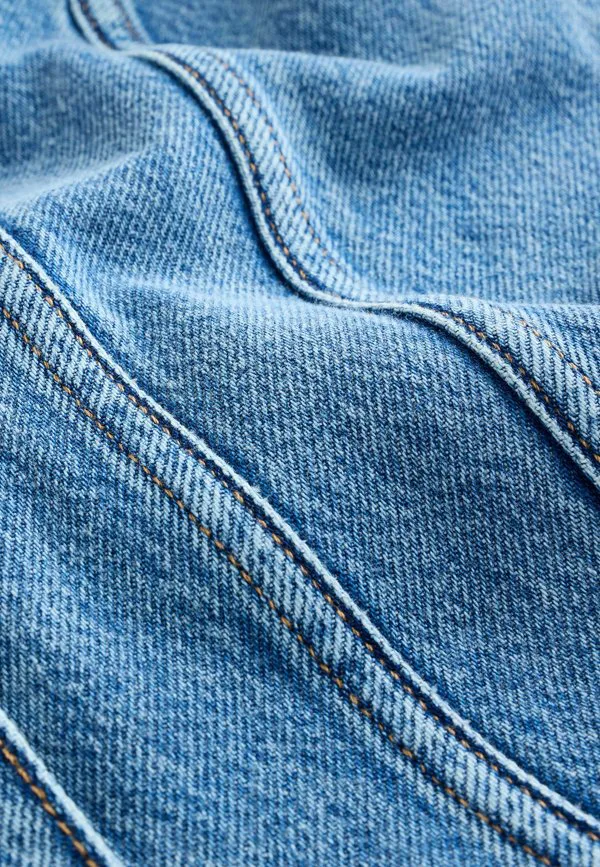 Блузка с короткими рукавами и пуговицами, облегающего кроя. Next, Mid Blue Denim — фото 4