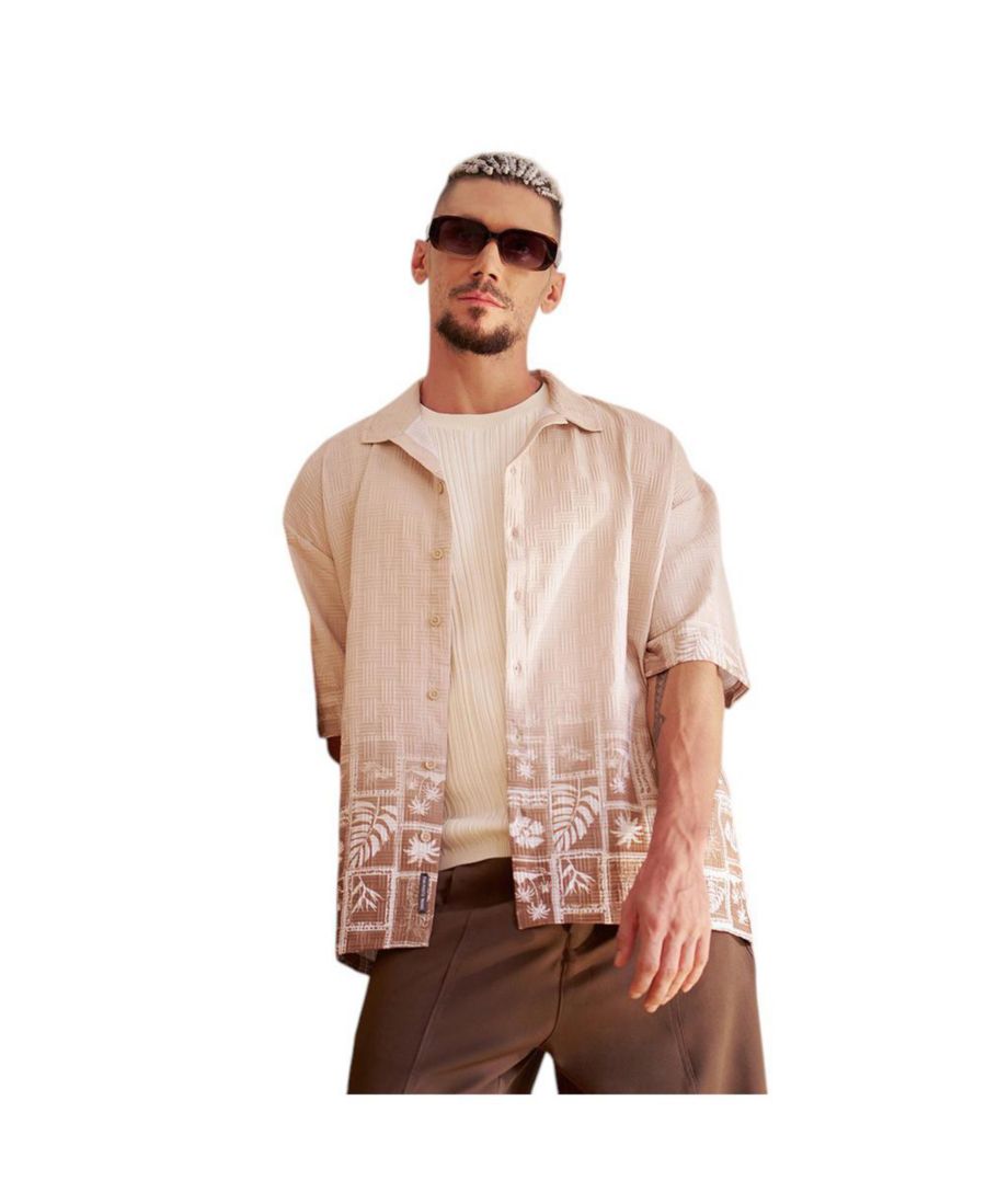 

Мужская рубашка цвета экрю-бежевый с градиентным переходом цвета Тропики Campus Sutra, Beige