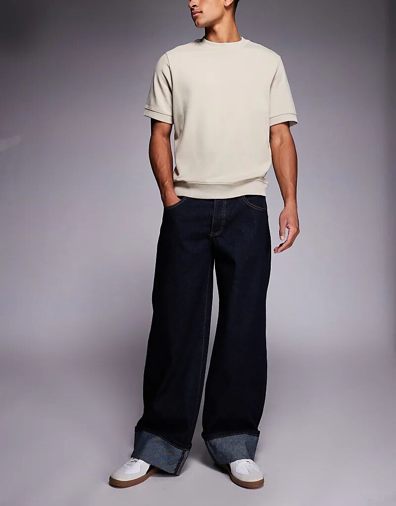 

Джинсы Liquor N Poker с защипом и подворотами средней посадки, мешковатые, с контрастной строчкой, темно-синего цвета