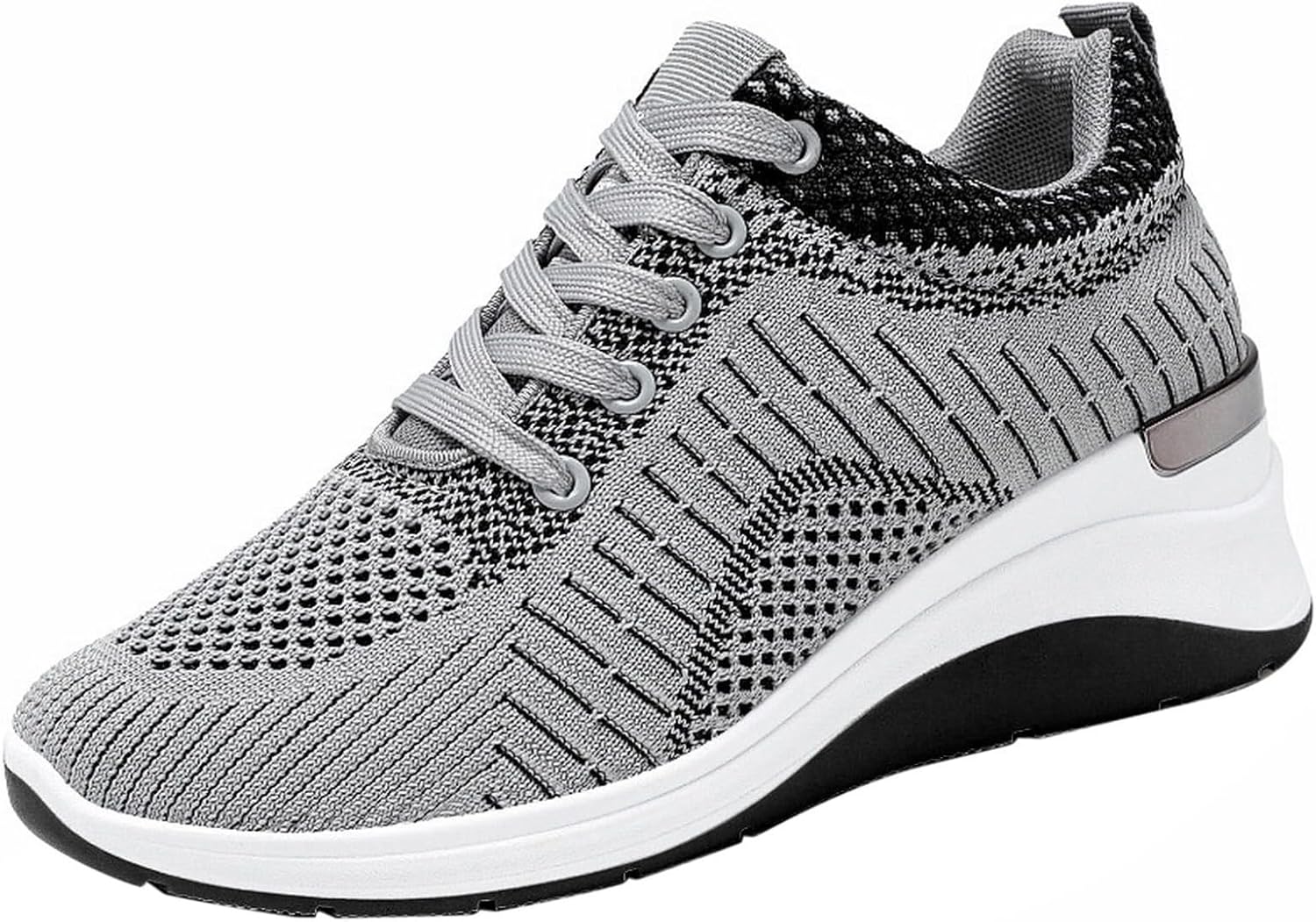 

Женские кроссовки для бега, тенниса и ходьбы, невидимые туфли с высоким каблуком, легкие сетчатые дышащие кроссовки на липучке, спортивные кроссовки для зала и модные кроссовки Wabkderpu, серый