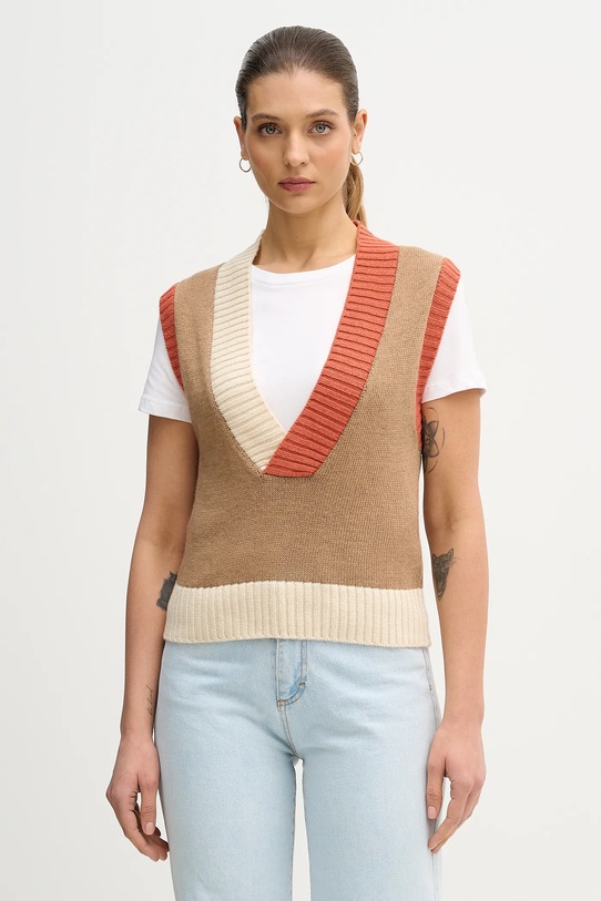 

Жилет из шерстяной смеси United Colors of Benetton, бежевый