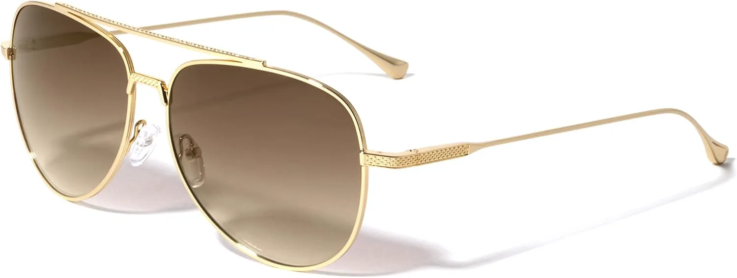 

ICONIC I - Солнцезащитные очки-авиаторы унисекс в светло-никелированной серебристой оправе с линзами CR-39, круглые, для мужчин и женщин Sunglasses Luxe, Brown