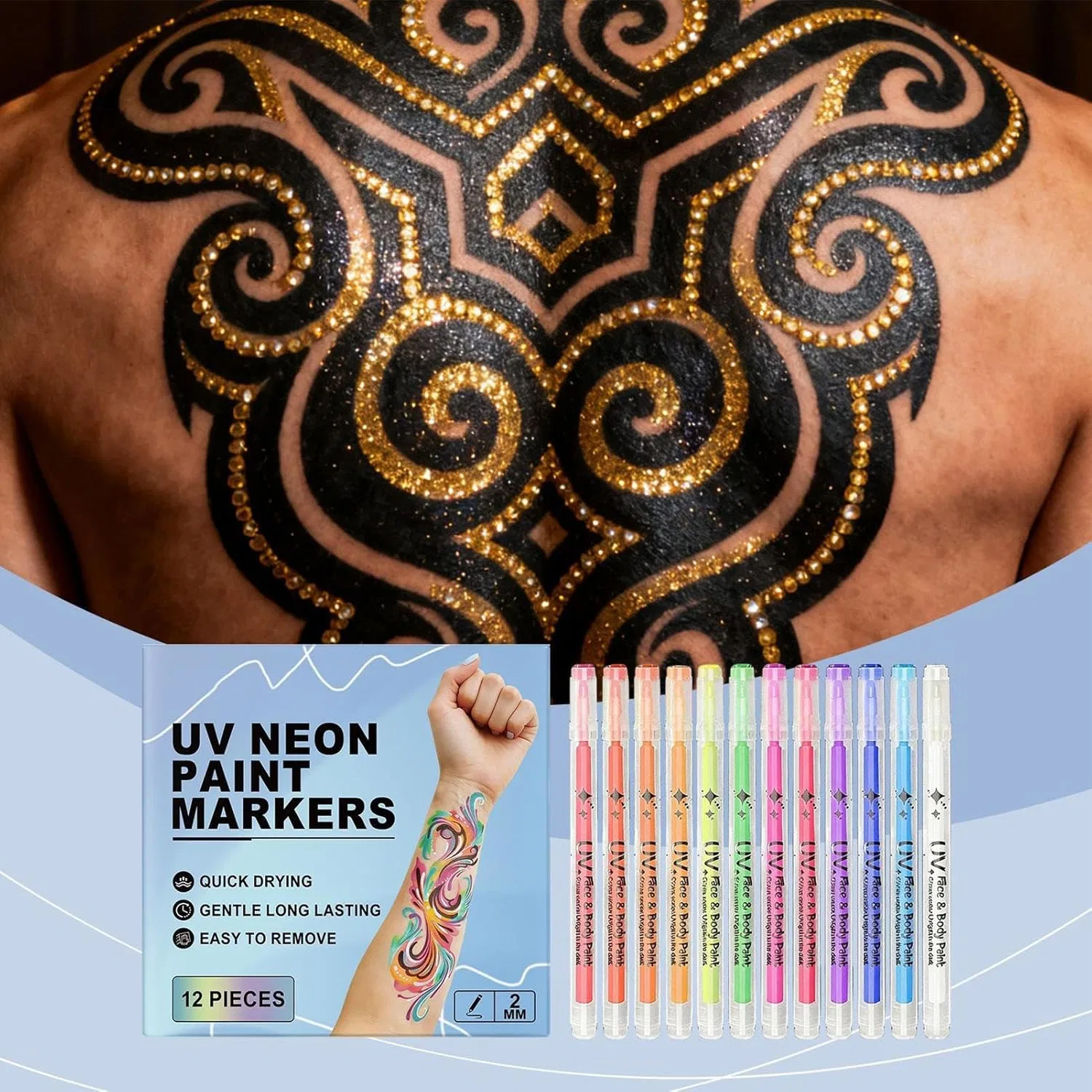 Набор для боди-арта 12 шт, Body Paint Markers, разноцветный — фото 3
