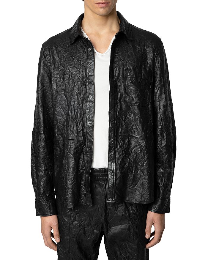 

Рубашка из жатой кожи с карманом Serge и застежкой на пуговицы Zadig & Voltaire, черный