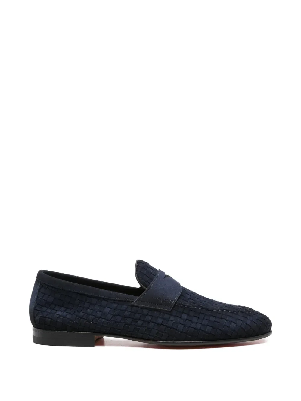 Кожаные лоферы с плетеными ремешками Santoni, синий