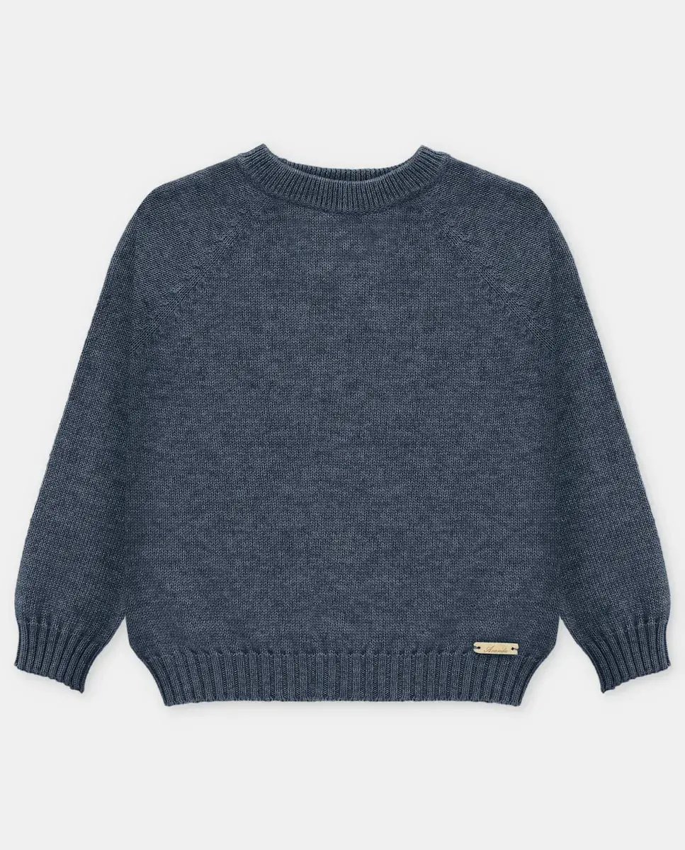 

Детский джемпер с круглым вырезом темно-синего цвета Martín Aranda