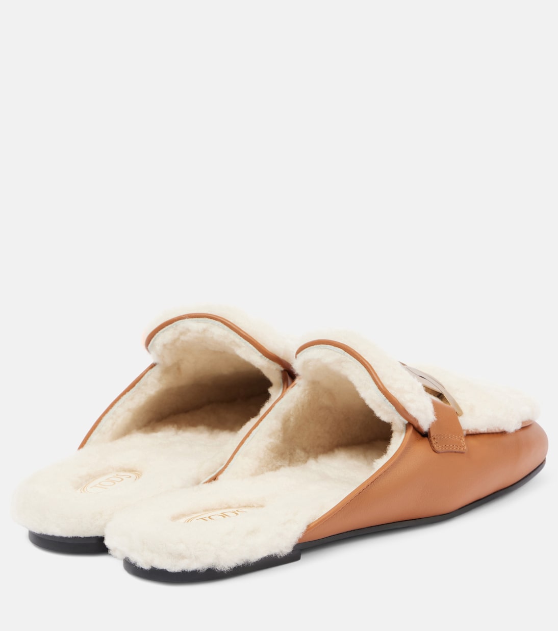 Мюли Catena из овчины и кожи Tod's, Kenia Scuro + Avorio — фото 2