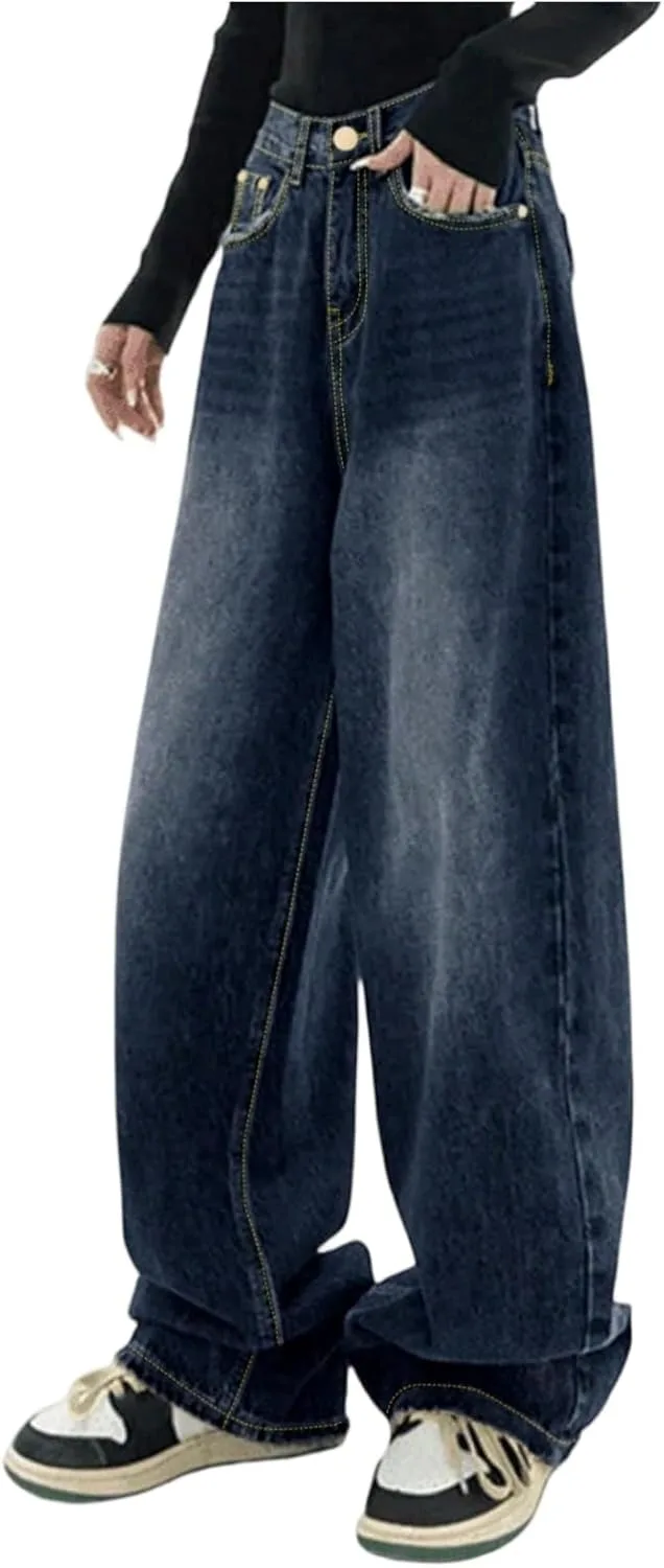 Широкие джинсы женские Lightweight Summer Barrel Baggy Y2k Casual Loose Fit Trendy High Waisted — фото 4