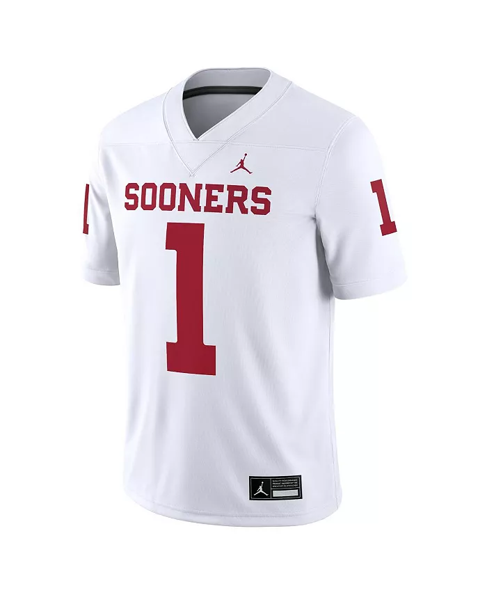 Мужская белая игровая футболка Oklahoma Sooners №1 Jordan — фото 2