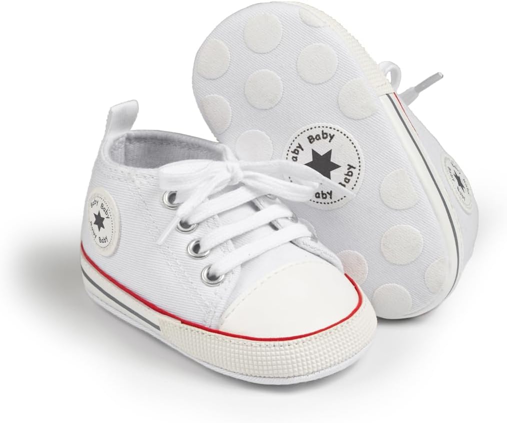 

Детские кеды KIDSUN унисекс для мальчиков и девочек, с мягкой подошвой, на шнуровке, для новорожденных, обувь для первых шагов, для малышей, комнатная обувь, белый