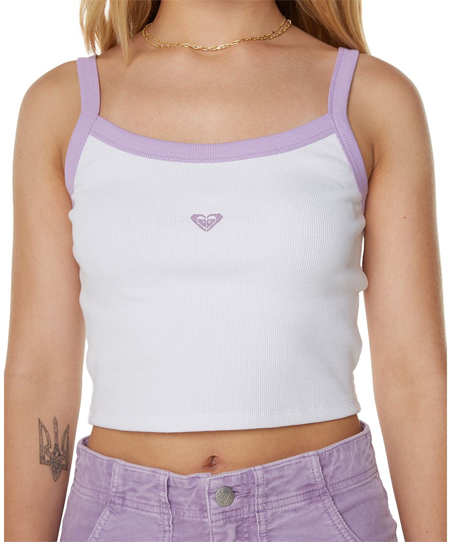 Укороченный топ без рукавов Sand Bar для подростков Roxy, Lilac Breeze Heart Embroidery — фото 3