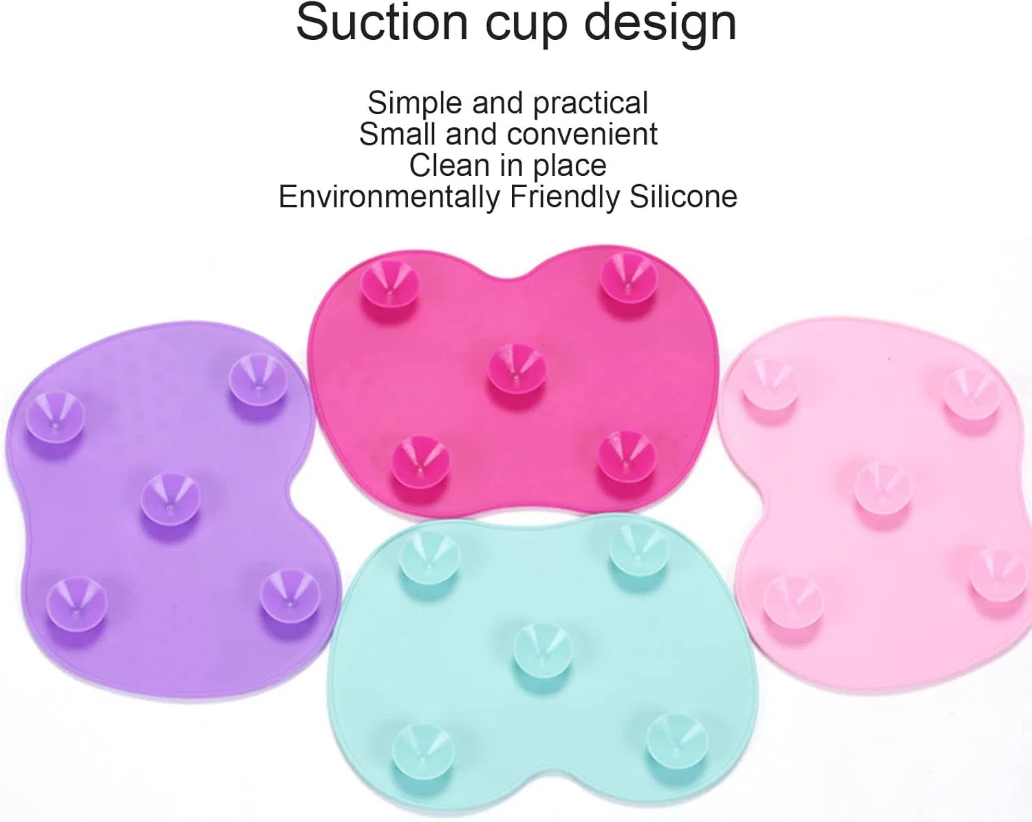 Силиконовый коврик для чистки кистей Malieasy, 5 присосок, 15.5x11.5 см — фото 4