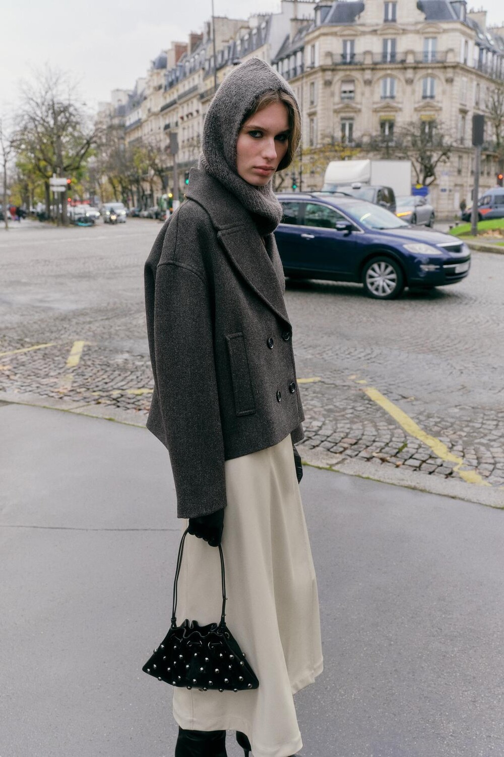 

Юбка миди из искусственной кожи ZARA, экрю