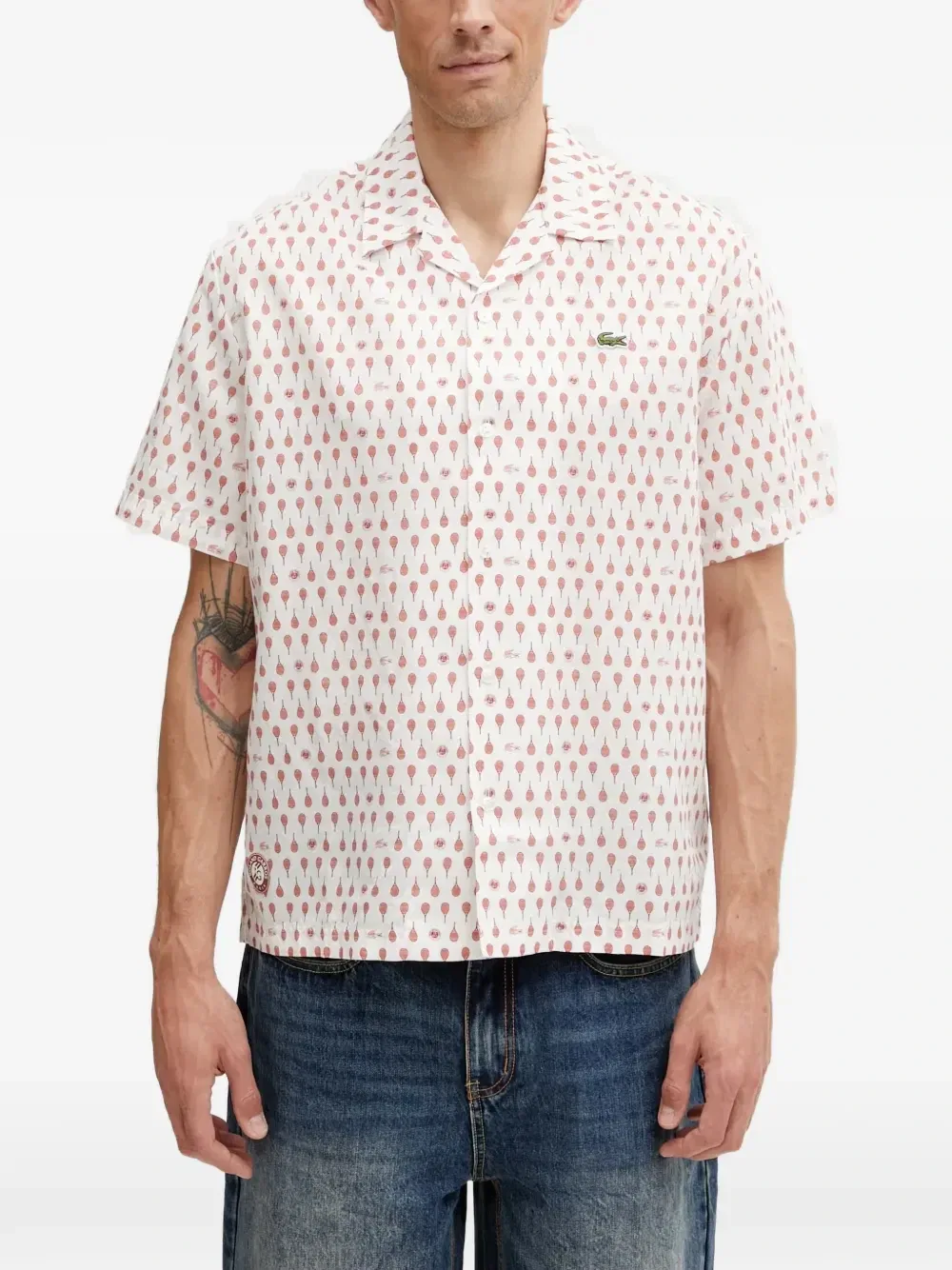 Рубашка с принтом теннисной ракетки Lacoste X Roland Garros, белый