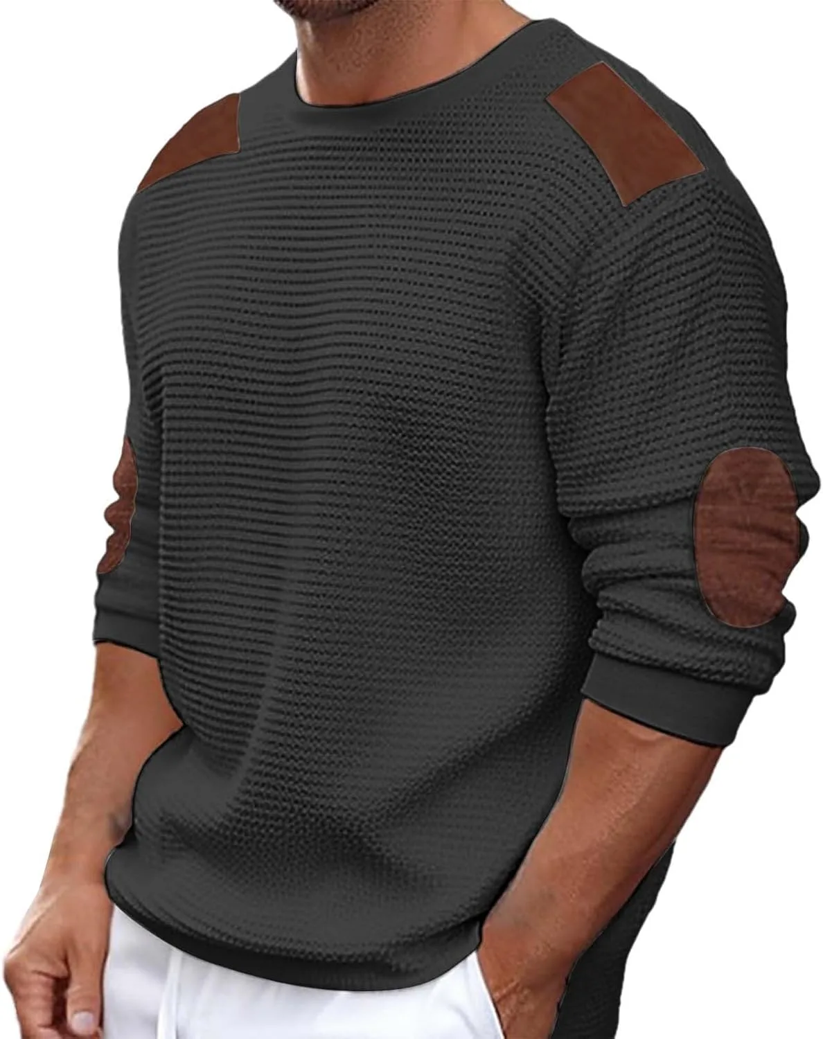 

Мужской свитер с круглым вырезом свободного кроя PETCDIM