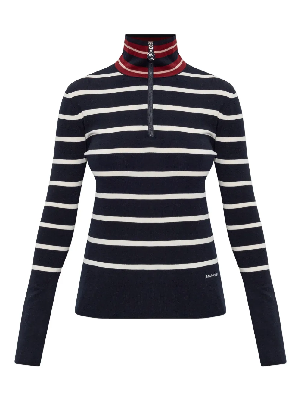 

Полосатый джемпер с высоким воротником Moncler, черный