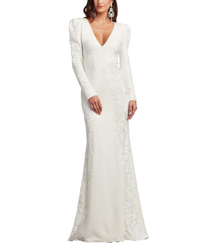 

Платье Tadashi Shoji Irelina с пышными рукавами и вышивкой, белый