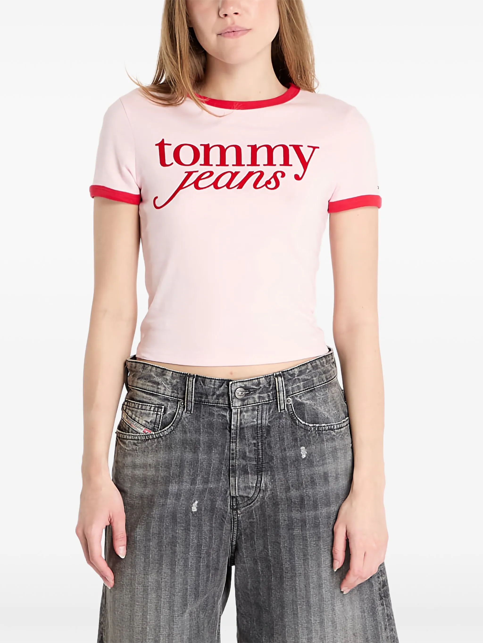 

Футболка с логотипом Tommy Jeans, розовый