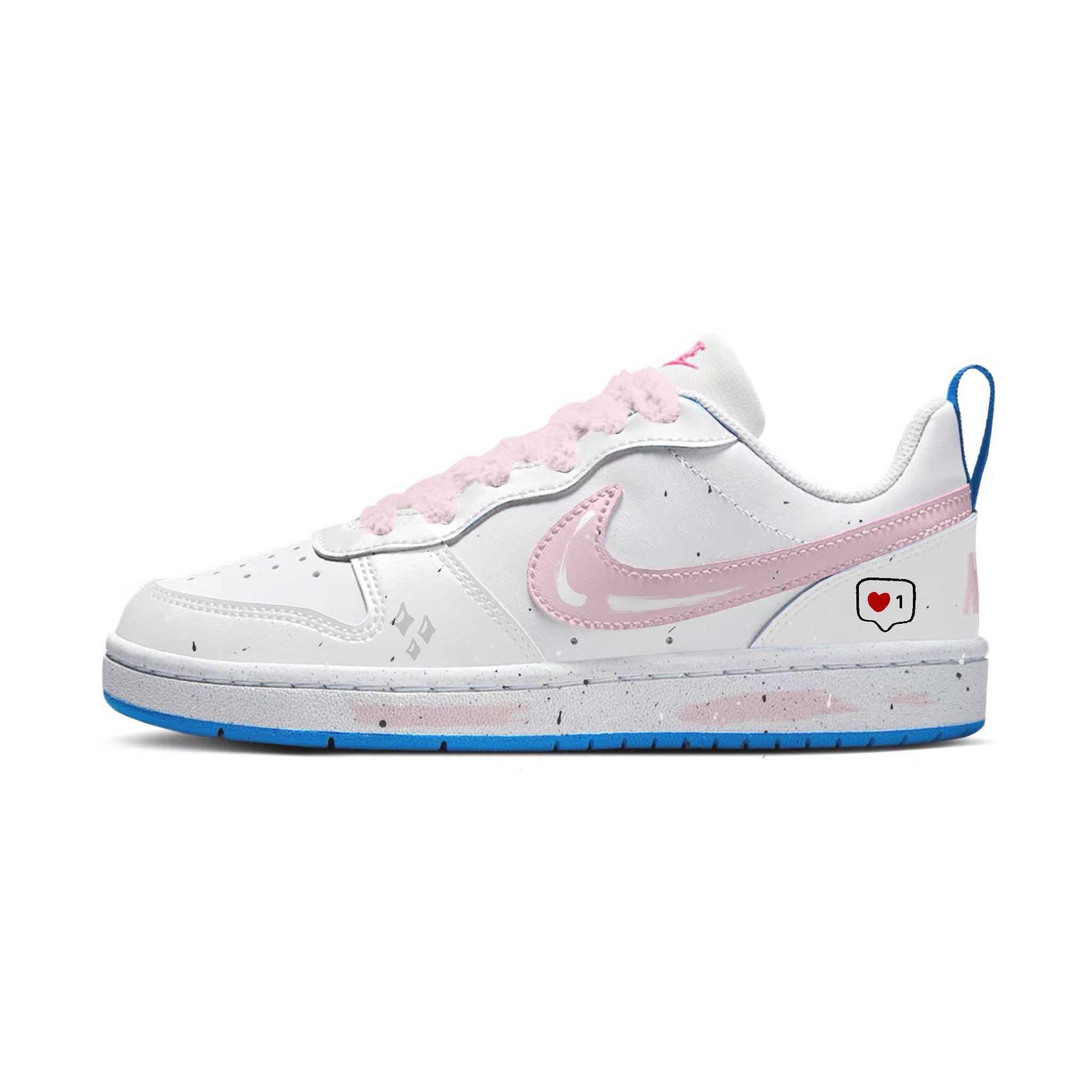 

Nike Скользоустойчивые противоскользящие низкие детские скейтбординговые туфли Court Borough розовый белый подростки