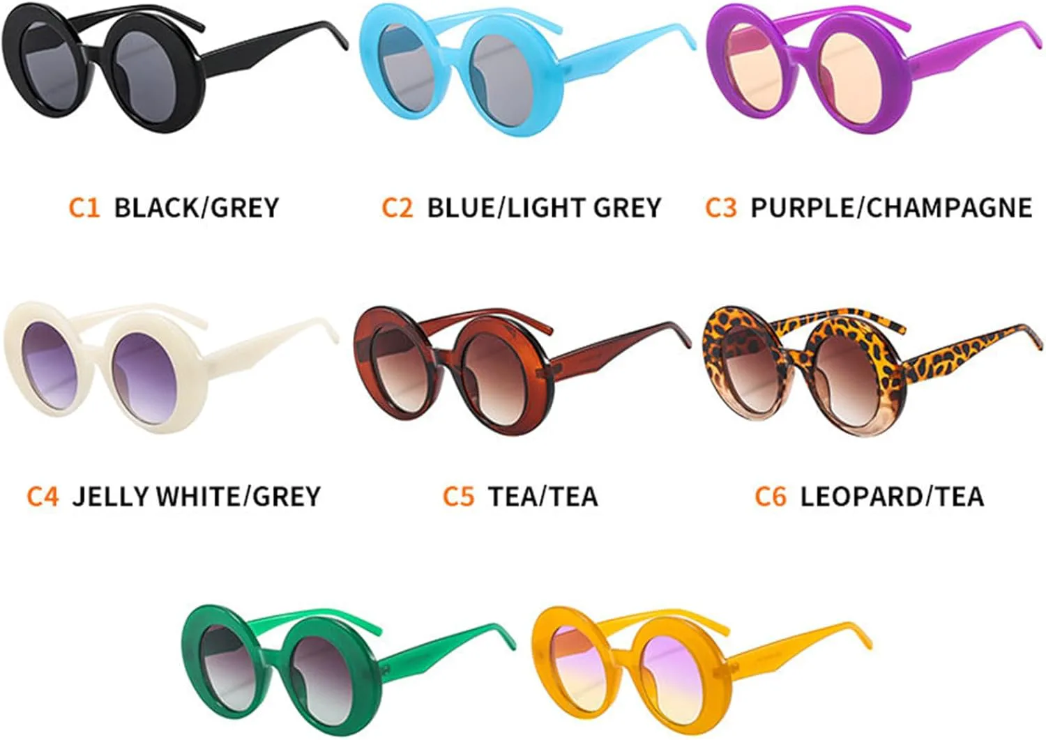 

Willochra Модные большие круглые солнцезащитные очки для женщин, необычная форма, стильные очки в стиле хип-хоп с защитой от УФ-излучения, 2pcs-black&yellow