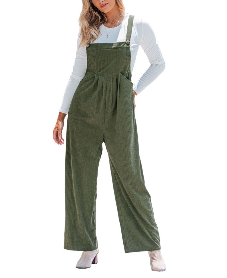 

Стильный женский вельветовый комбинезон с широкими штанинами Cupshe, Beige/khaki