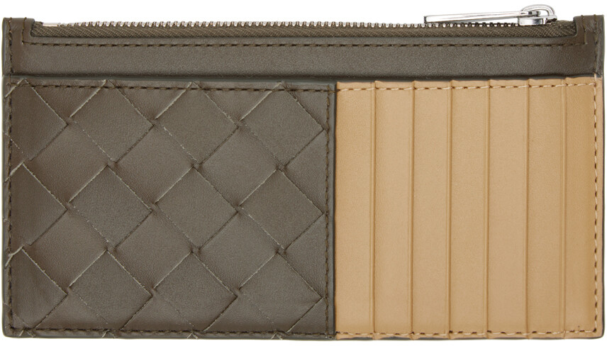 Длинный держатель карточек на молнии Brown & Tan Intrecciato Bottega Veneta — фото 2