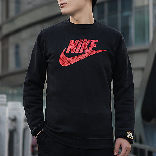 Толстовка Men's Nike Large Logo Printing Round Neck Long Sleeves Black, черный — фото 2
