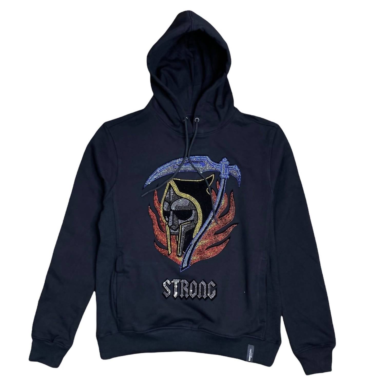 

Мужская толстовка Strong Reaper со стразами черного цвета ROKU STUDIO