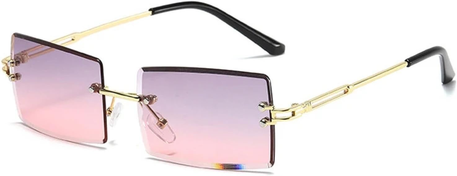 

Солнцезащитные очки с защитой от УФ-излучения UV400 | Без оправы, металлический панк | для женщин и мужчин, для занятий спортом на открытом воздухе и вождения DSVIGF, Gold-graypink