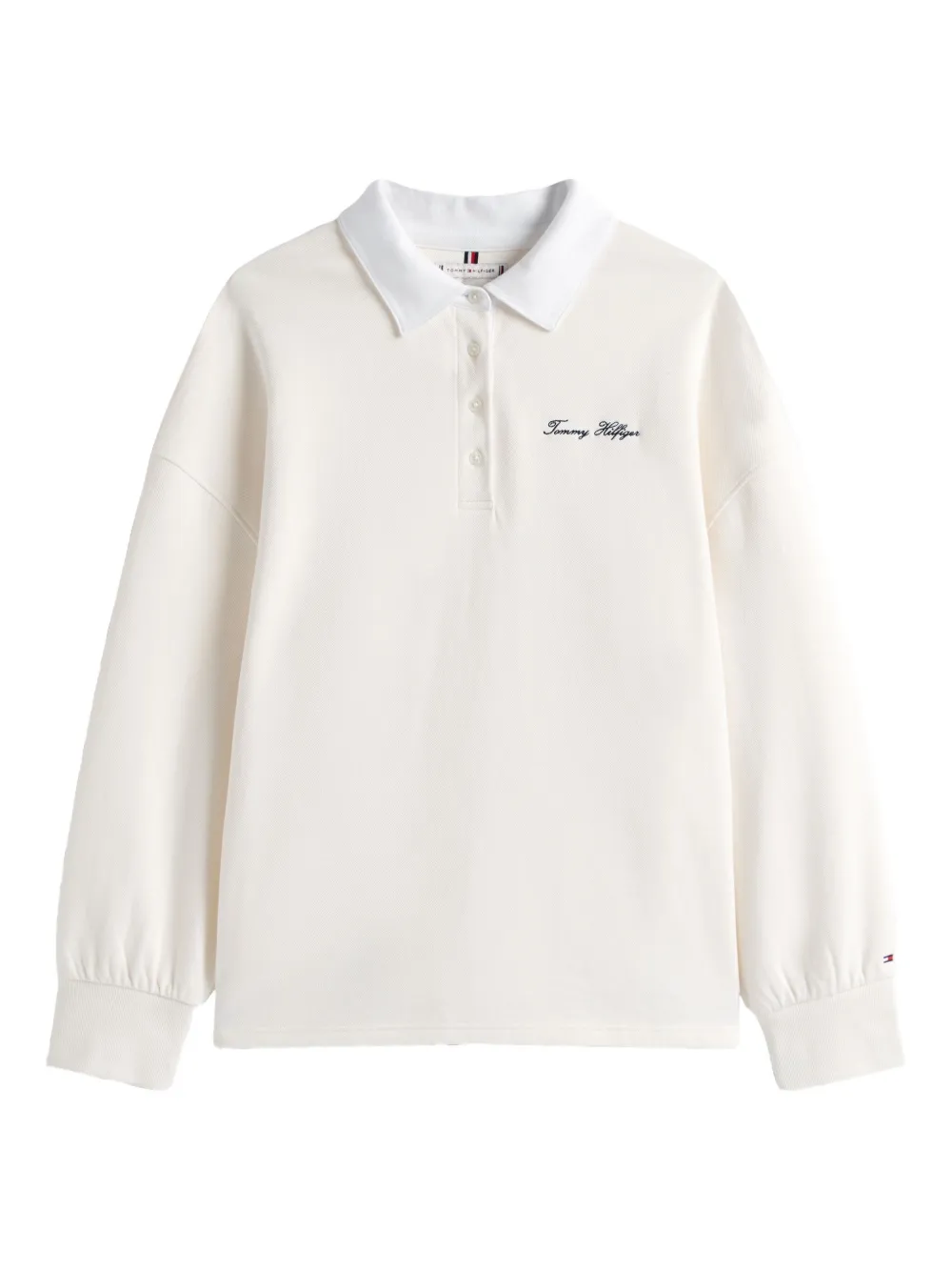 

Трикотажный поло-топ на пуговицах с воротником Tommy Hilfiger, бежевый