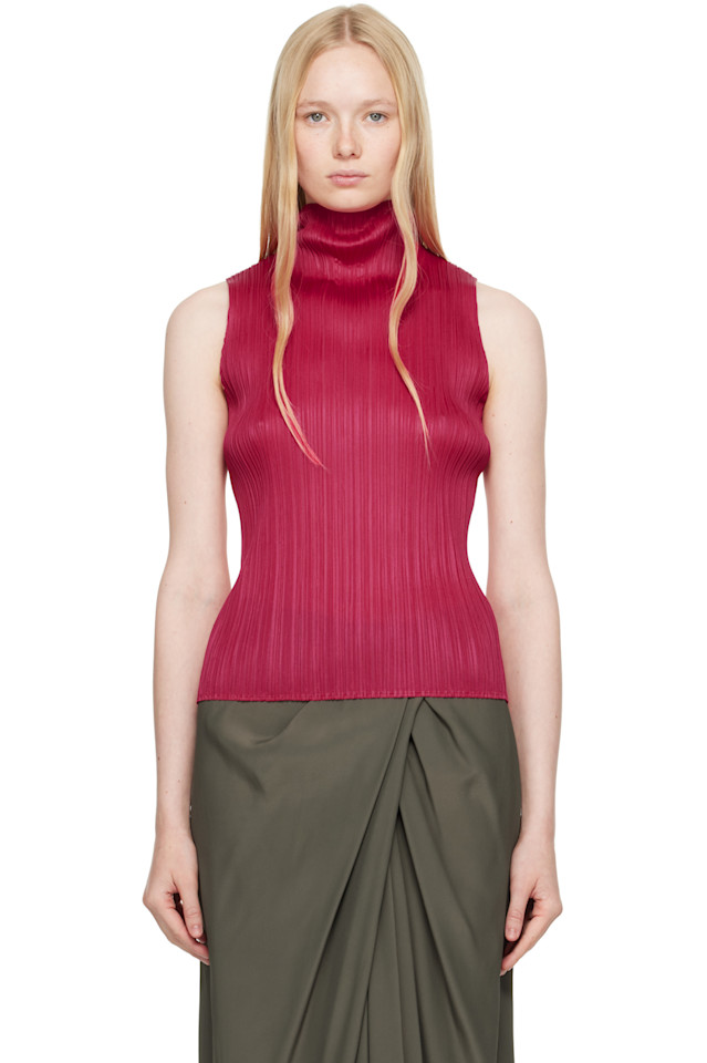 

Топ с плиссировкой из рами Pleats Please Issey Miyake, цвет carmine