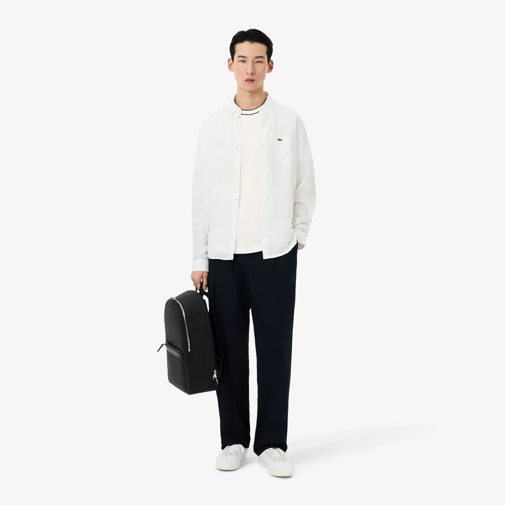Футболка-поло Lacoste мужская с контрастными линиями, Off-белый — фото 4
