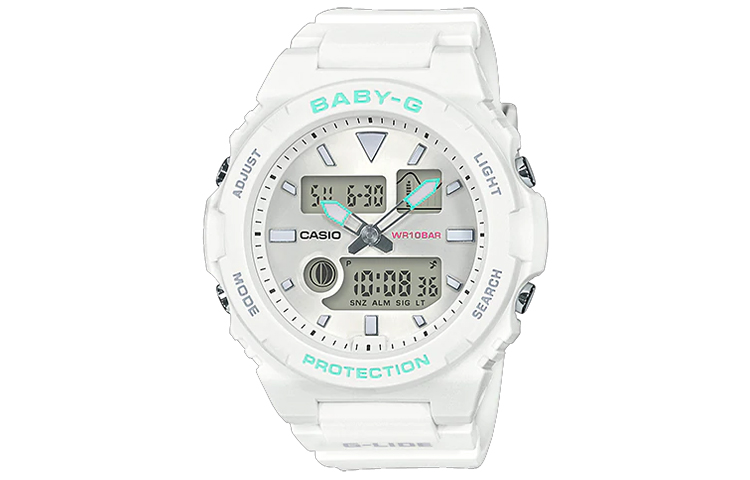 

Женские часы BABY-G 46.1 мм серые BAX-100-7A CASIO, белый Dial