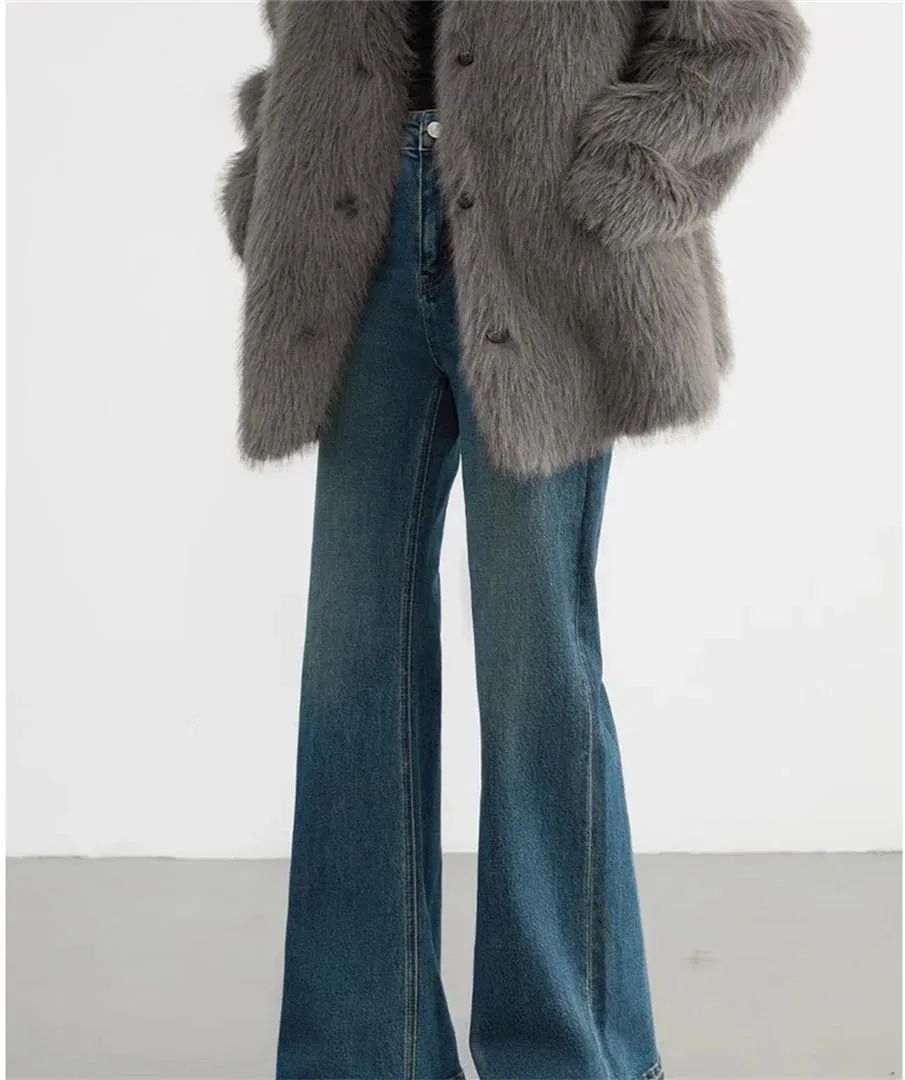 Джинсы клеш Women High Waisted Flare Jeans, синий — фото 2