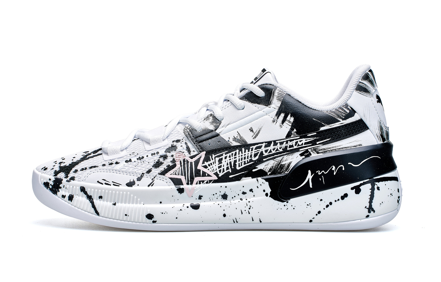 

PUMA Кроссовки Clyde Hardwood Team нескользящие мужские низкие черно-белые, цвет White