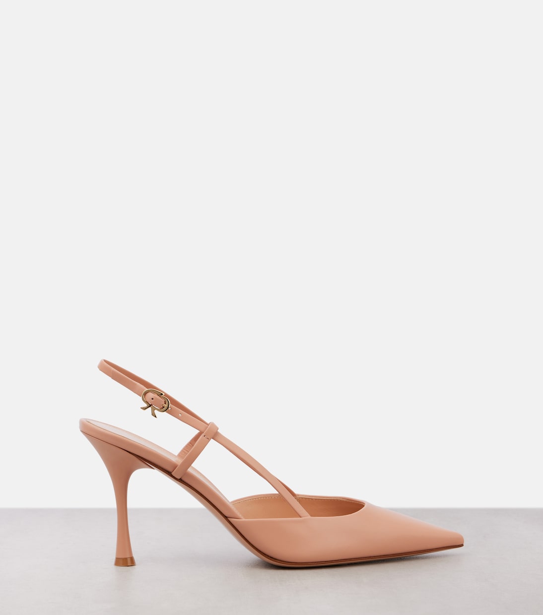 Кожаные туфли-лодочки Ascent 85 с ремешком на пятке Gianvito Rossi, Peach — фото 4