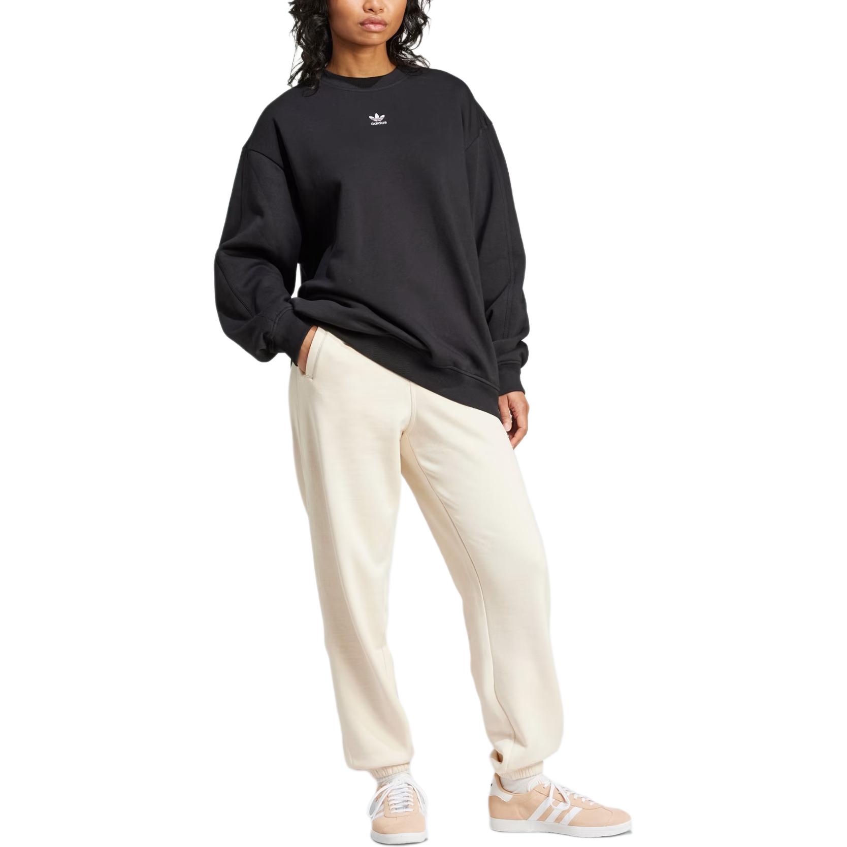 Свитшот Adidas Originals Essentials Fleece Long Oversized Crew, черный — фото 3