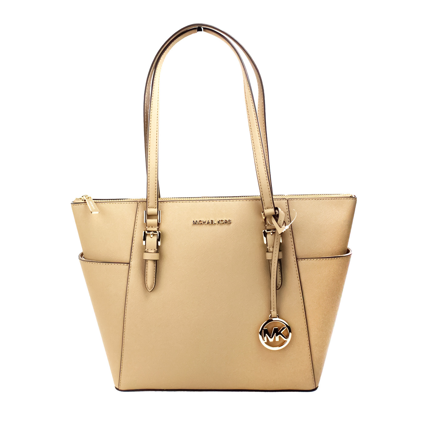 

Сумка-тоут Charlotte Camel, большая кожаная сумка на молнии сверху Michael Kors