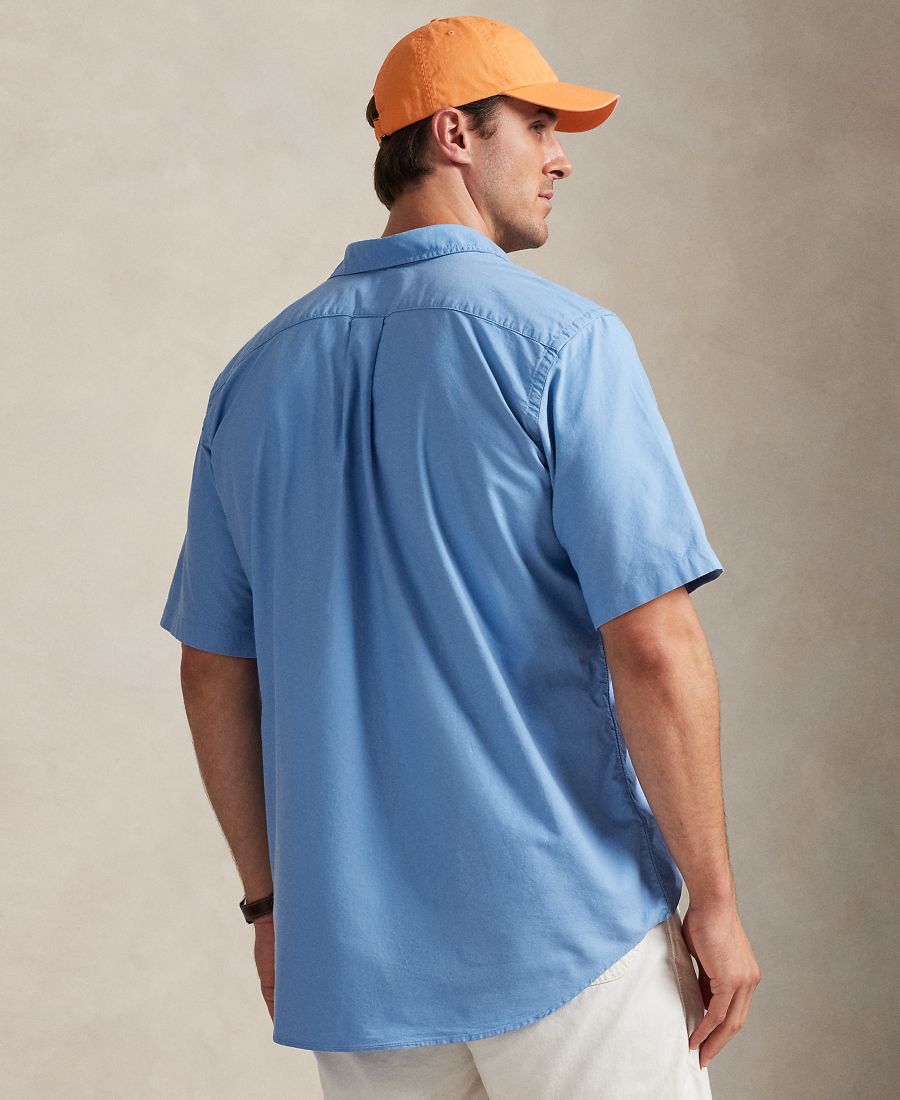 Мужская рубашка Оксфорд больших размеров, окрашенная в готовом виде Polo Ralph Lauren, Bristol Blue — фото 4