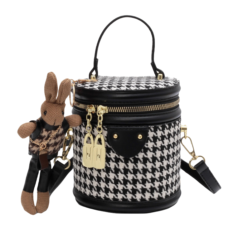 

Сумка-ведро Dusen Kangaroo Woolen Handheld, сумка через плечо, женская, черно-коричневая