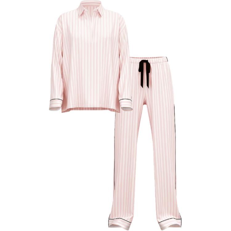 

Victoria's Secret Фланелевый поповер длинный комплект пижамы / полосатый комплект пижамы women's розовые полосы