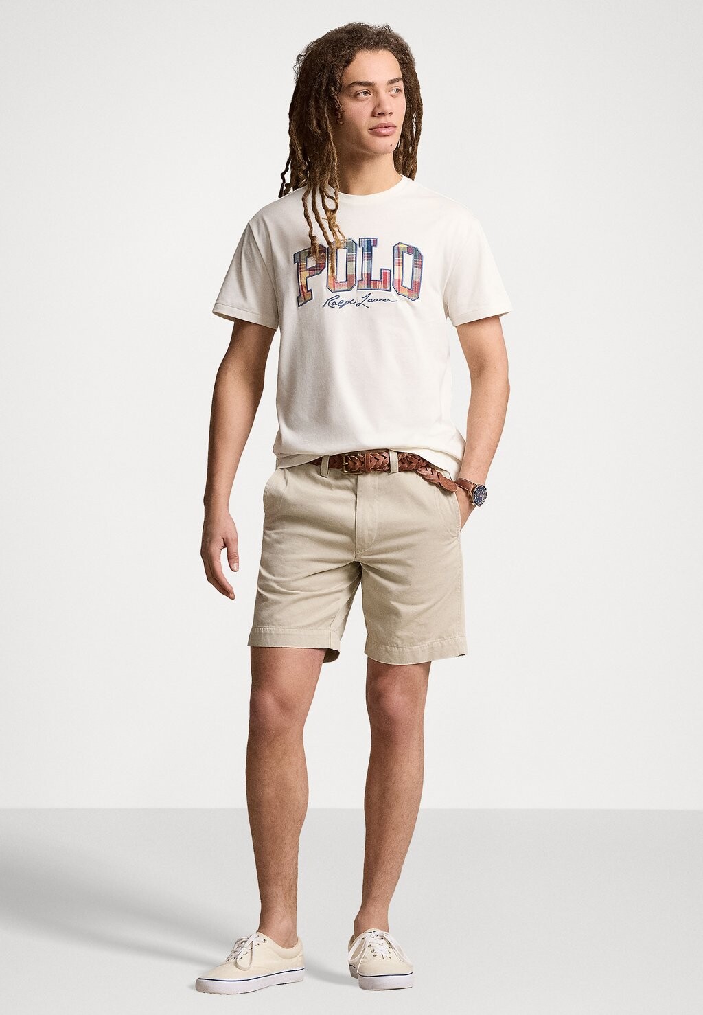 

Принт на футболке CLASSIC FIT PLAID LOGO JERSEY T-SHIRT Ralph Lauren, кремовый