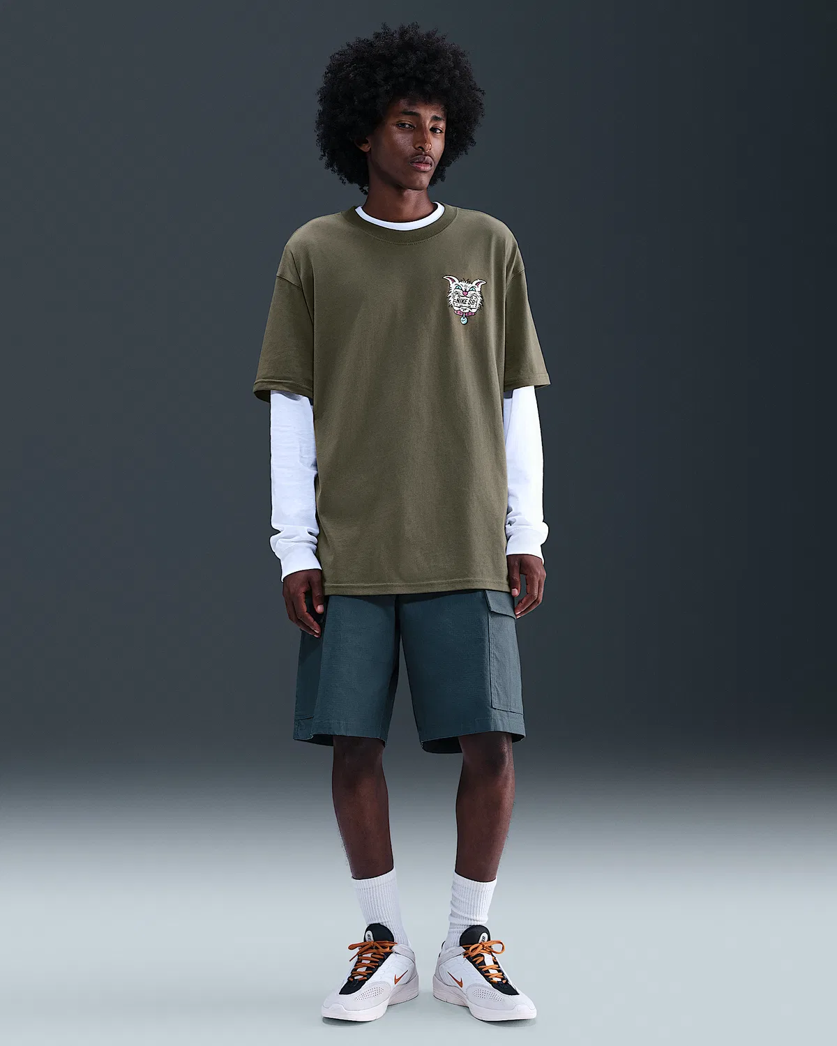 Max90 Skate T-Shirt Nike SB, Medium Olive — фото 4